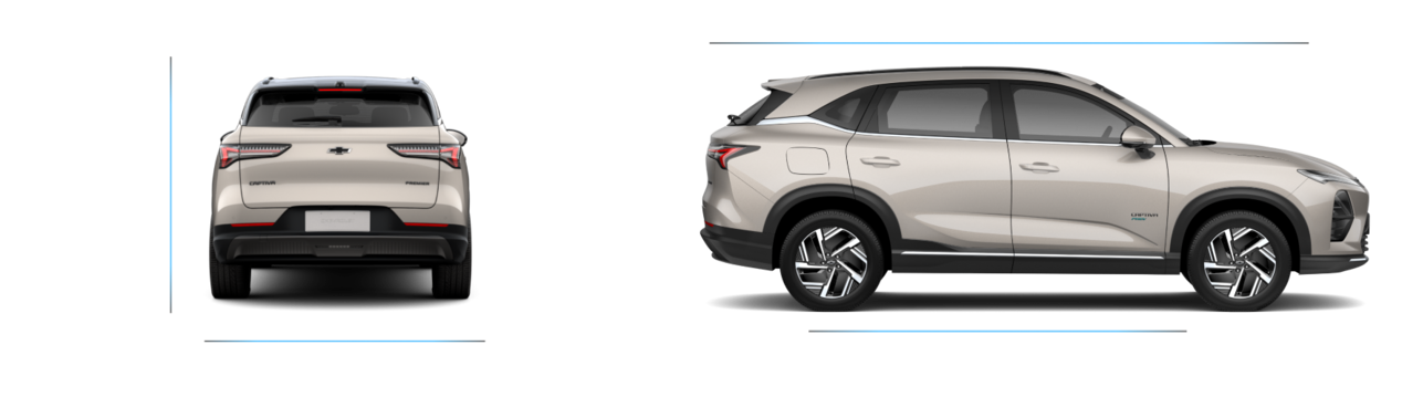 Gráfico que muestra las dimensiones de la Chevrolet Captiva PHEV.