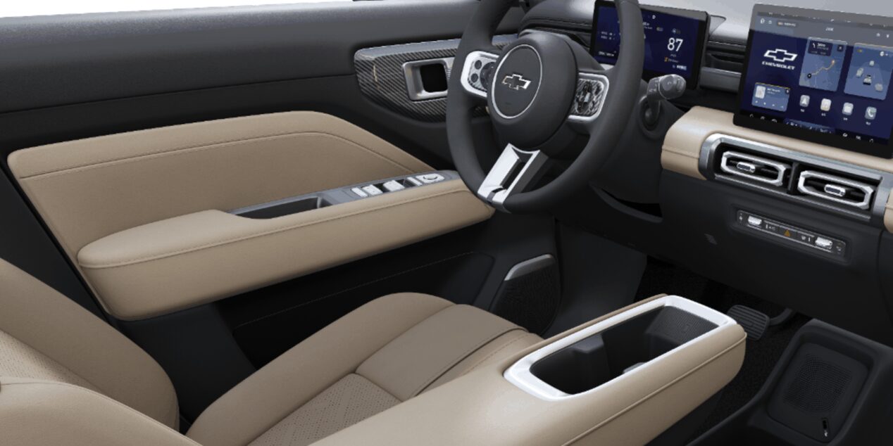 Cabina beige premium del Chevrolet Spark EUV, tecnología avanzada y confort en cada trayecto