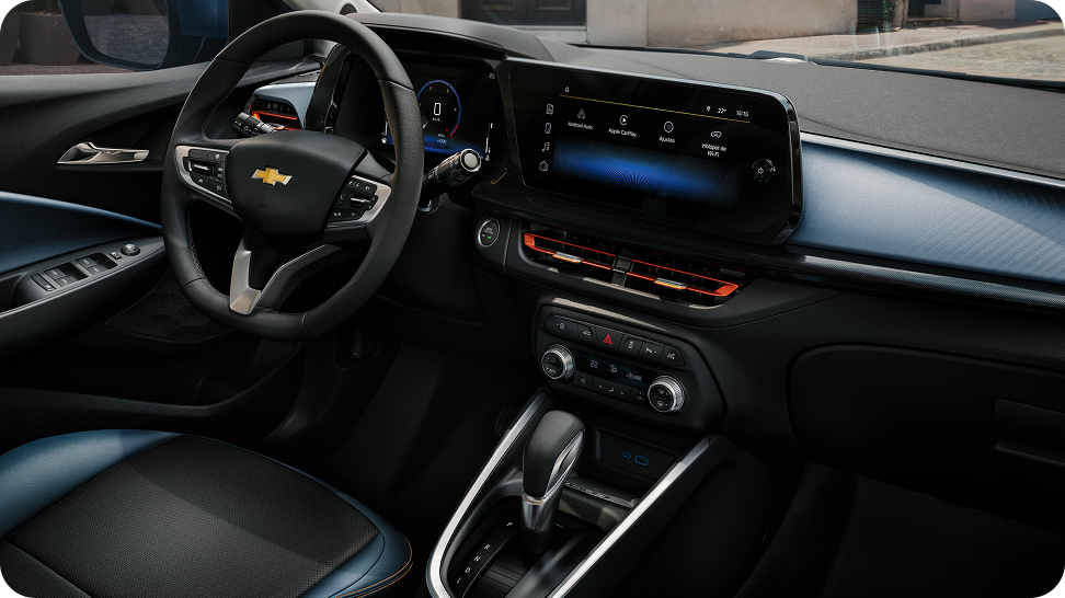 Volante multifuncional e painel digital do Chevrolet Onix.