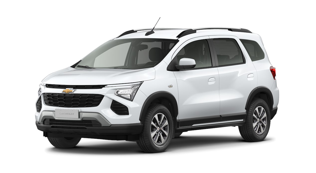 Imagem frontal do novo Chevrolet Spin, versão premier, na cor Branco Summit.