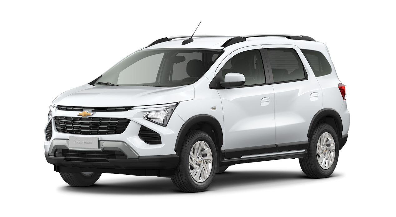 Imagem frontal do novo Chevrolet Spin, versão premier, na cor Branco Summit.
