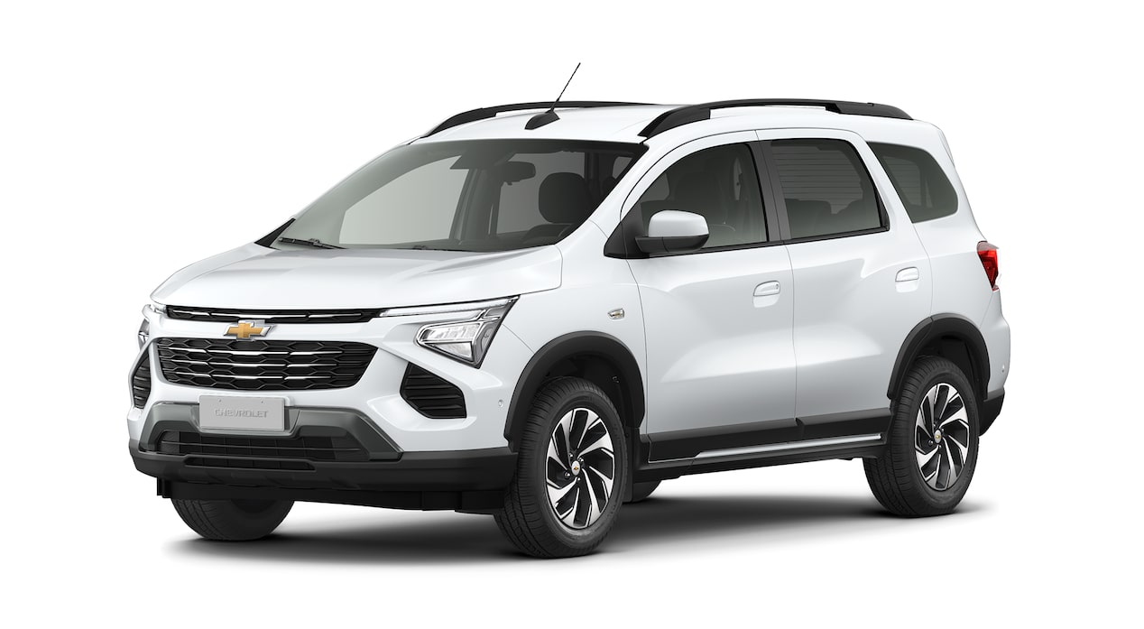 Imagem frontal do novo Chevrolet Spin, versão premier, na cor Branco Summit.
