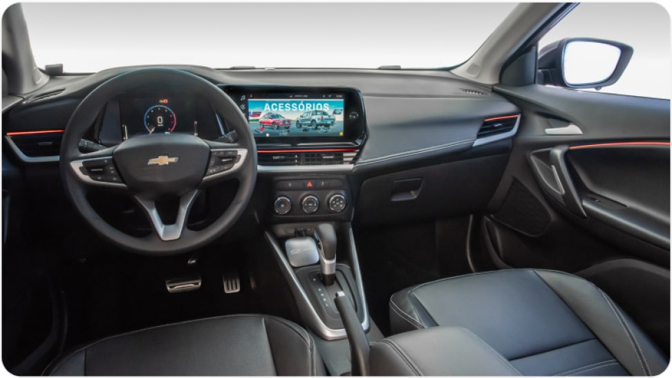 Imagem da iluminação interna LED RGB da linha de acessórios originais Chevrolet para o Tracker 2026