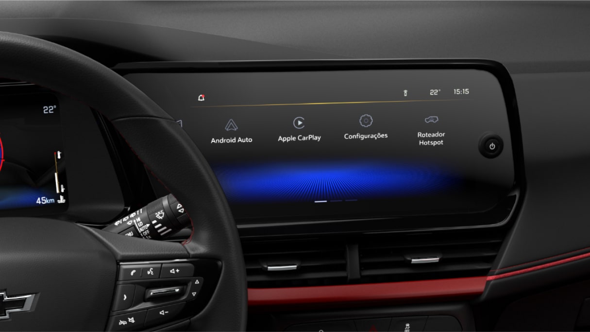 Painel multimídia do Chevrolet Tracker.
