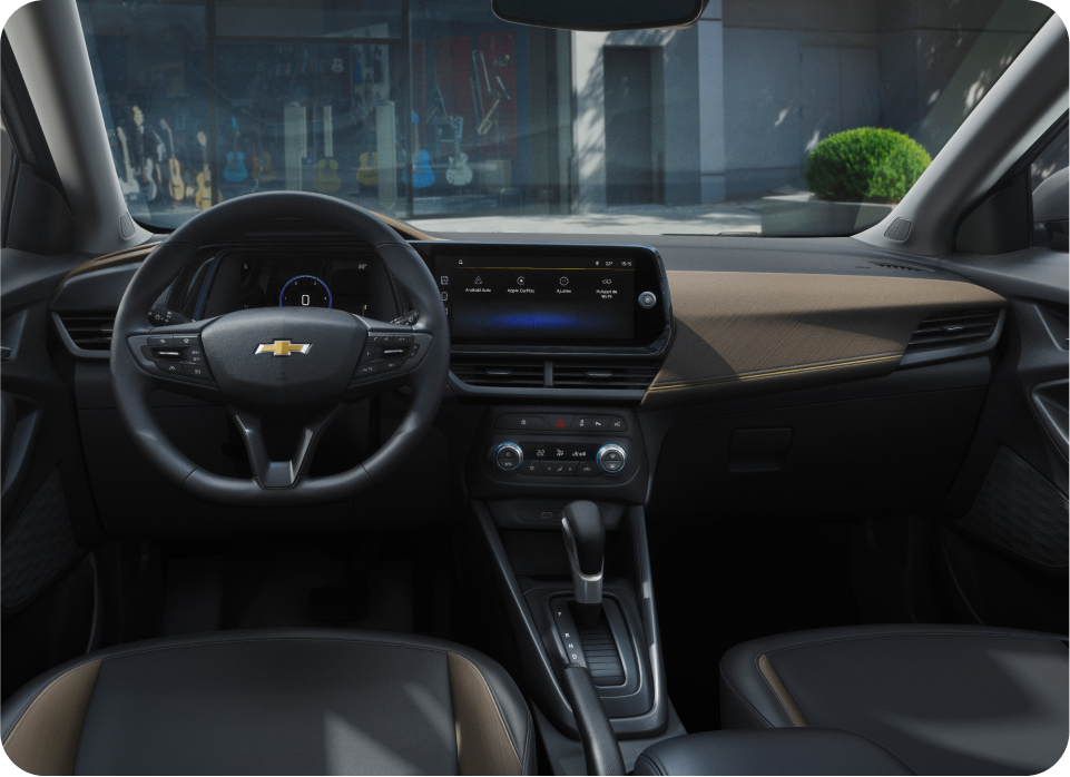 Painel digital do Chevrolet Tracker.