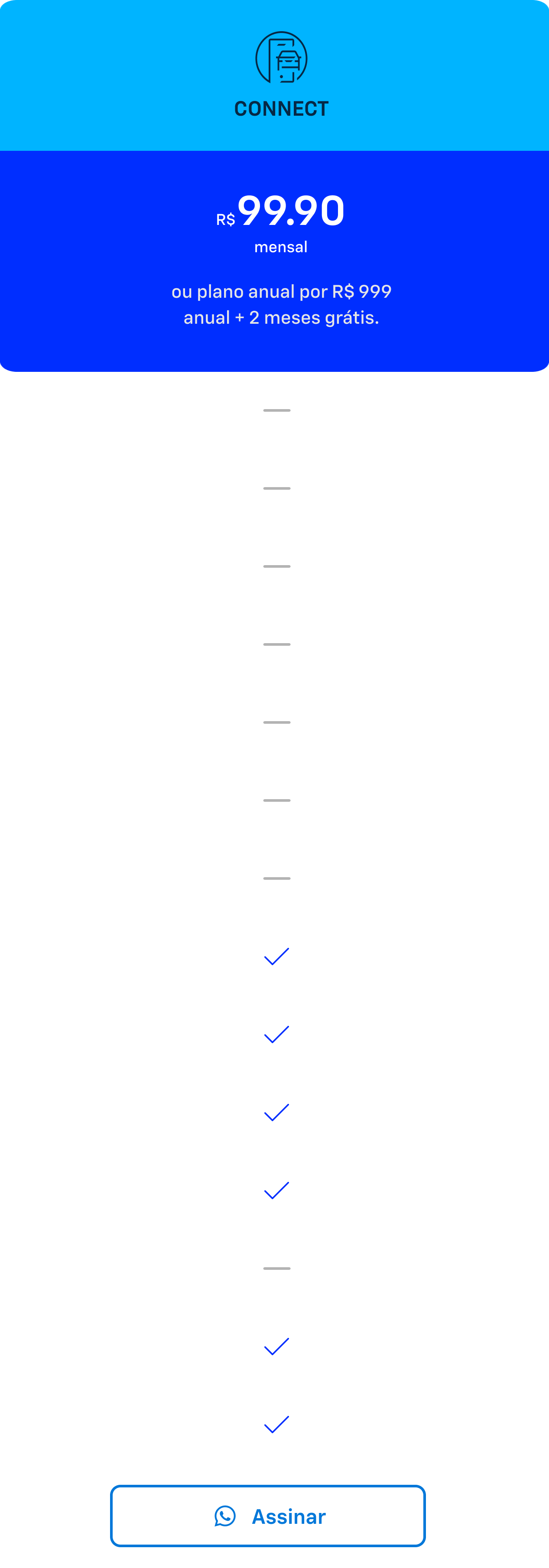 Card azul com texto Protect. Oferta de plano OnStar por R$119,90 mensal ou plano anual por R$1.199 com 2 meses grátis.