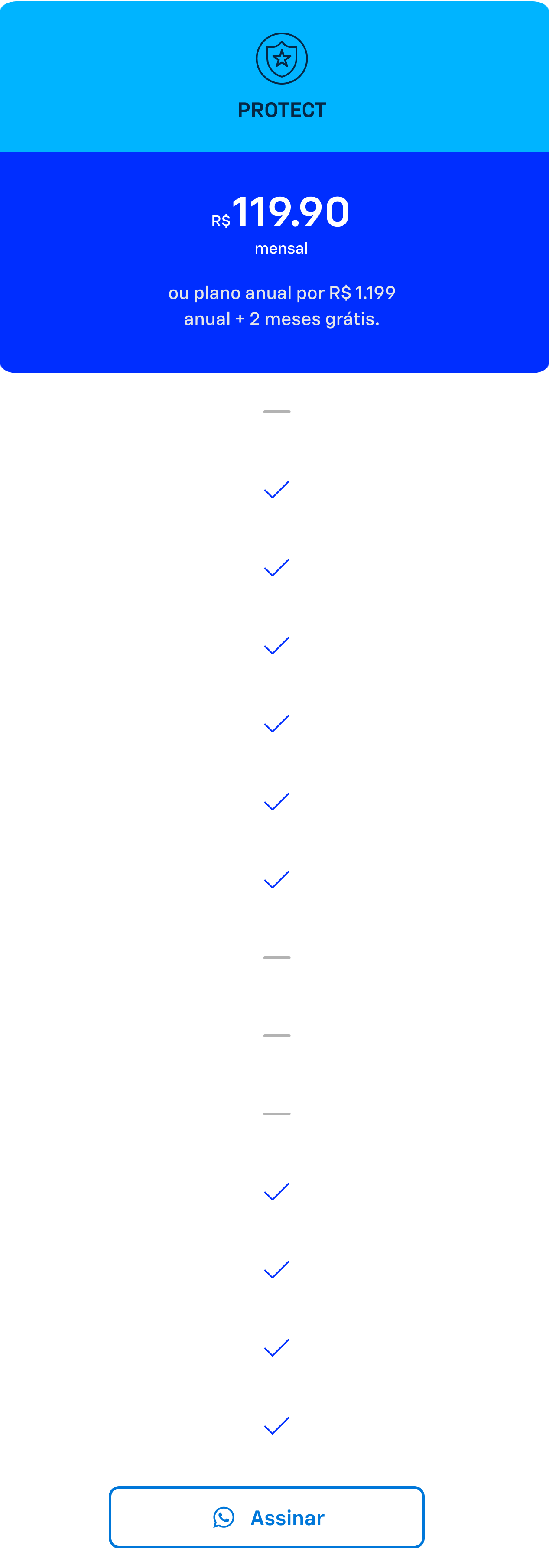 Card azul com texto Connect. Oferta de plano OnStar por R$99,90 mensal ou plano anual por R$999 com 2 meses grátis.