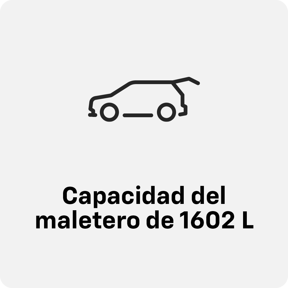 ícono de capacidad de maletero de 1602L.