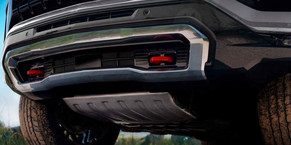 Vista cercana de la parrilla inferior delantera de la Chevrolet Tahoe.