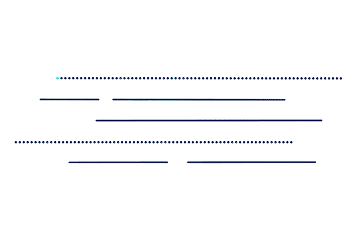 GIF que muestra 5 lineas horizontales, una debajo de otra, atravesadas por un halo celeste. 