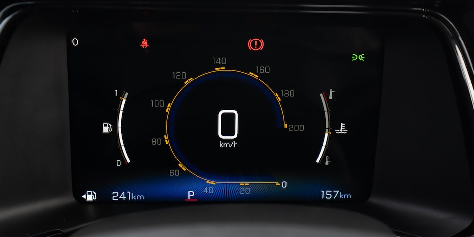 Indicadores del tablero de la Chevrolet Montana en una vista en detalle.