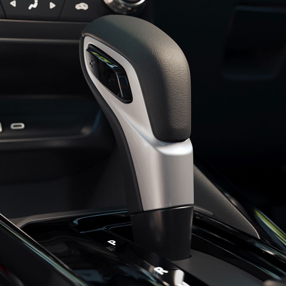 Vista cercana de la palanca de cambio de marcha de la Chevrolet Montana.