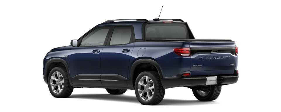 Pick up Chevrolet Montana LTZ color azul eclipse vista posterior