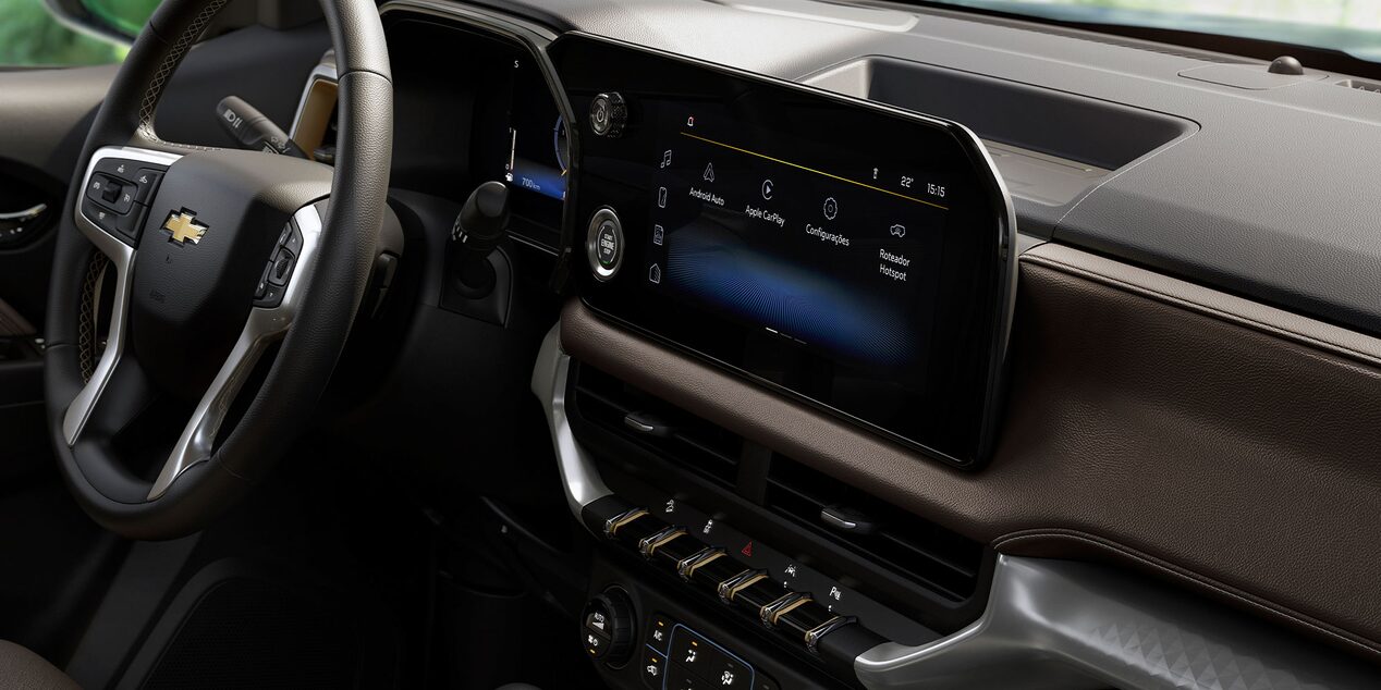 Vista en detalle de la pantalla 11 pulgadas de la Chevrolet Trailblazer.