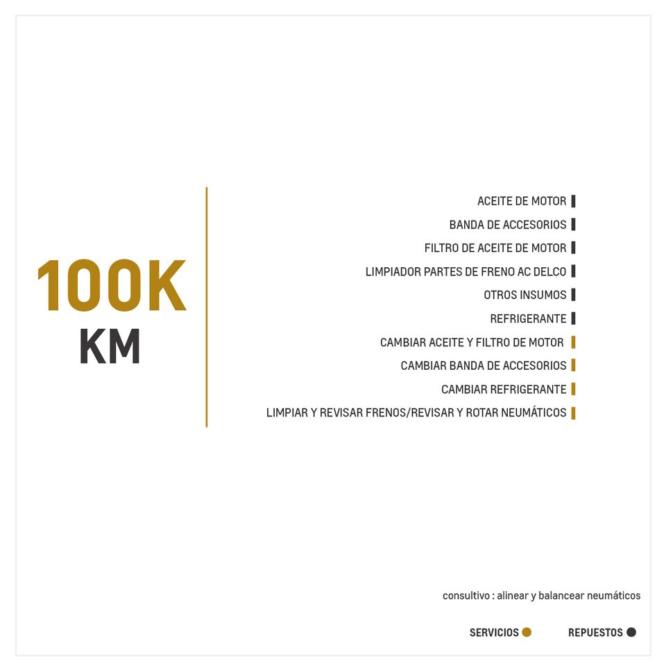 Chevrolet Cruze 1.4 Turbo mantenimiento 100000 kilómetros
