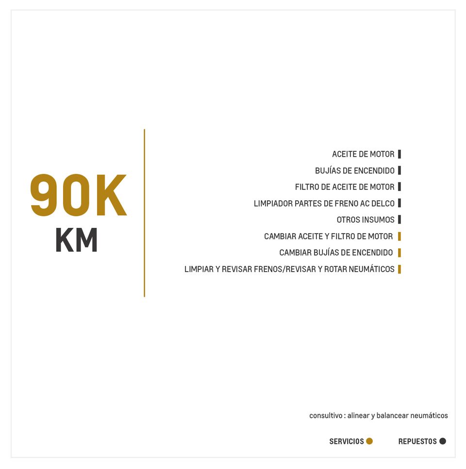 Chevrolet Cruze 1.4 Turbo mantenimiento 90000 kilómetros