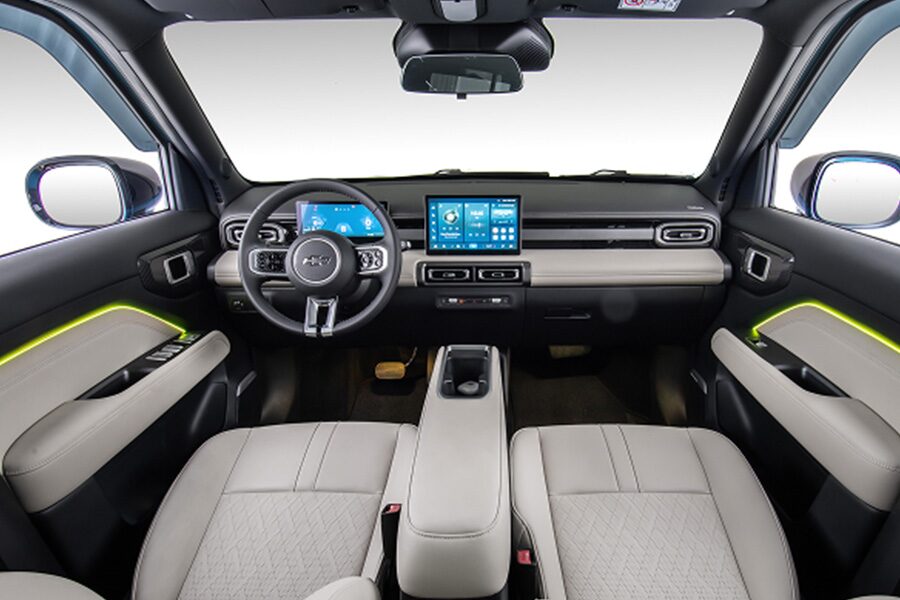 Vista completa de la iluminación interior LED RGB.